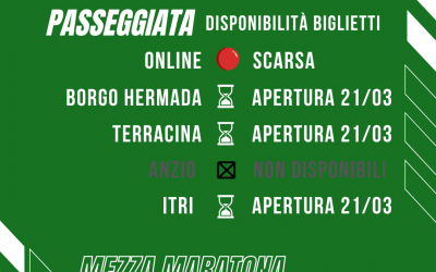 Iscrizioni: apertura punti vendita 21 Marzo, la disponibilità delle prevendite online è quasi terminata